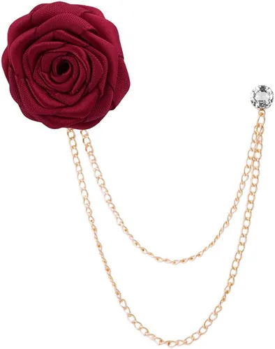 Broches de moda para novios, bodas, arte de tela, hecho a mano, broche de flor de rosa, pin de solapa, insignia, cadena de borla, accesorios de