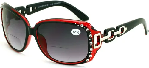 Vista 6 de Gafas de sol de lectura bifocales de gran tamaño para mujer, lentes de lectura vintage para exteriores