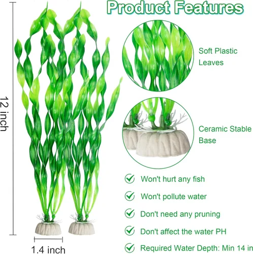 Vista 2 de MyLifeUNIT Plantas de agua artificiales de algas marinas para acuario, decoraciones de plantas de tanque de peces de plástico, 10