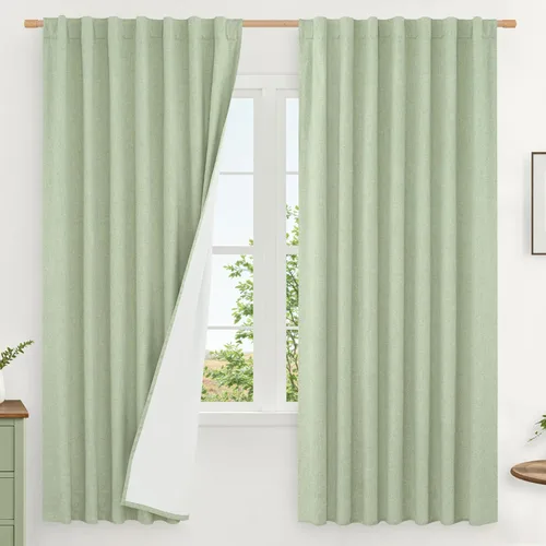 Vista 45 de LAMIT Cortinas opacas cortas de lino de 30 pulgadas para ventanas de cocina sobre el fregadero, cortinas de café texturizadas de lino marfil