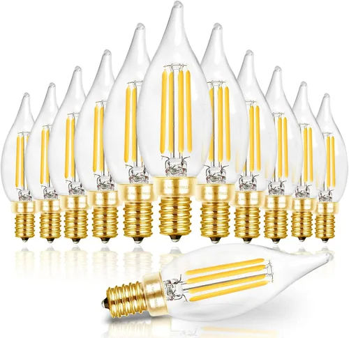 Vista 11 de Hizashi - Bombillas led con base E12 tipo llama de vela, equivalentes a 40 W, CRI de más de 90, regulables, 4 W, 450 lm, blanco cálido suave de 2700