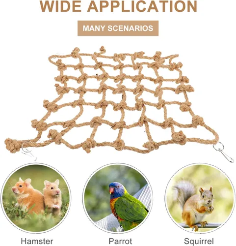 Vista 9 de Balacoo Loro red de escalada hámster juguete hámster masticar juguetes loro columpio colgante juguete hamaca colgante perca pájaro escalada red