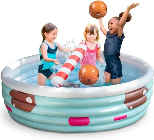 Piscina inflable grande de 5.5FT Boba Tea Backyard Kiddie, resistente a Azul