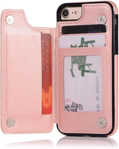Vista 5 de Asuwish Funda para iPhone 7/8 iPhone SE 2020/2022 con protector de pantalla de vidrio templado, cartera abatible de cuero con soporte para tarjetas