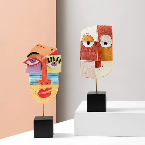 Vista 7 de Harmony - Escultura abstracta de resina hecha a mano para decoración moderna del hogar, estante de libros, soporte de TV, sala de estar, comedor