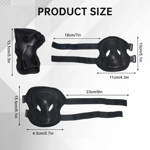 Vista 2 de Rodilleras unisex para adolescentes/jóvenes/adultos, coderas, muñequeras, protectores de equipo de protección para patinaje, scooter, patineta