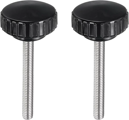 Vista 39 de uxcell 2 perillas de sujeción moleteadas M6 x 0.394 in métricas de acero inoxidable 304 rosca macho tornillo de pulgar en tipo 1.181 in cabeza