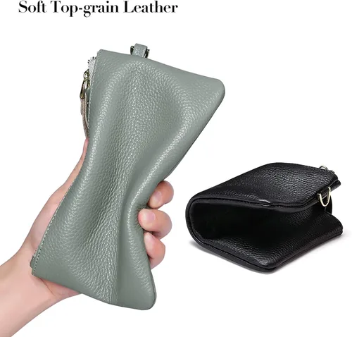 Vista 5 de GOIACII Carteras para mujer, bloqueo RFID, ultradelgadas, cuero real, tarjetero de crédito