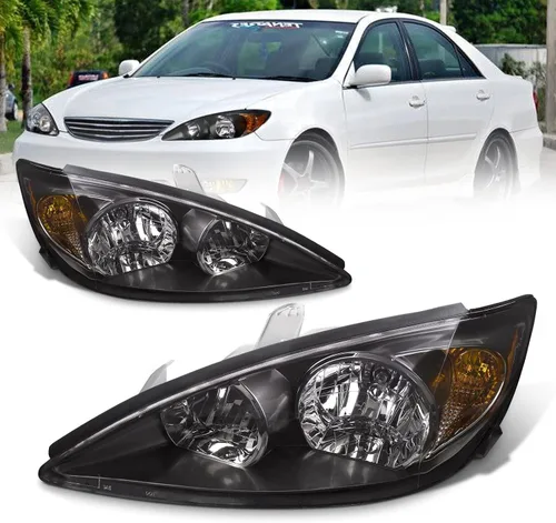 Vista 16 de AS Conjunto de faros delanteros compatible con Toyota Camry 2000 2001, carcasa cromada, reflector ámbar, lente transparente, lado del conductor