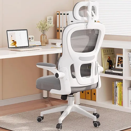 Vista 2 de Ergonomic High Back Mesh Office Chair Swivel Gaming Chair with Removable Headrest Flip-Up Armrests and Elastic Lumbar Support, Space-Saving Design
