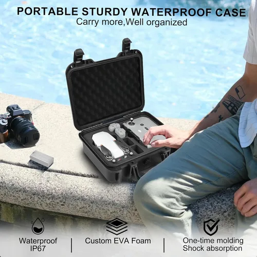 Vista 6 de Lekufee - Carcasa rígida compacta y portátil, resistente al agua, compatible con accesorios para Dron DJI Mini 2 y Mavic Mini 2.