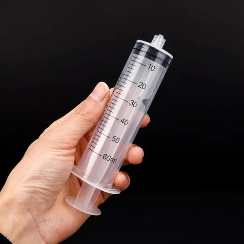 Vista 4 de DEPEPE 2 jeringas de plástico de 2.0 fl oz con 2 tubos de plástico de 13 pulgadas y conexiones Luer para laboratorios científicos, medición, riego