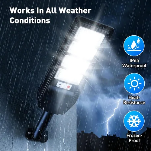 Vista 5 de Solar Street Lights Outdoor Waterproof, 4-Pack LED Flood Lights with Motion Sensor, 6500K 18000LM Dusk to Dawn Solar Light Outside, Solar-Powered