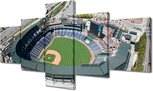 Vista 126 de TUMOVO T-MOBILE PARK - Arte de pared para sala de estar, lienzo de estadio de Seattle, 5 piezas, arte moderno de decoración de pared