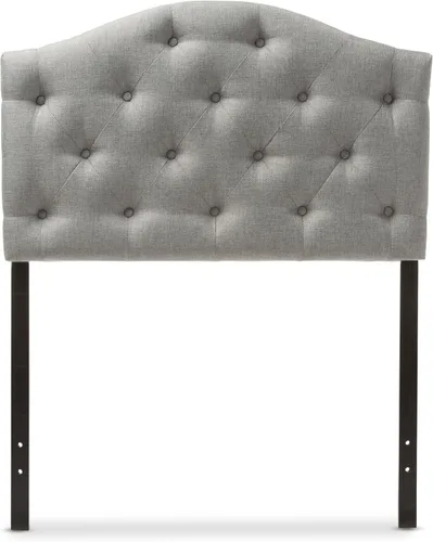 Vista 7 de Baxton Studio Myra - Cabecera tapizada de tela beige claro moderna y contemporánea, tapizada con botones, tamaño individual