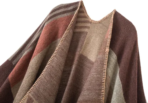 Vista 52 de Urban CoCo Poncho de colores para mujer, chal con frente abierto, color en bloques