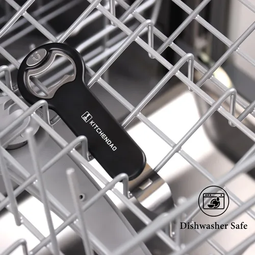 Vista 6 de KITCHENDAO Abrebotellas magnético y abrelatas para refrigerador, abridor manual de latas de acero inoxidable para líquido con captador de tapas, se