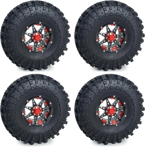 Vista 8 de RCLIONS 4 neumáticos de goma de 2.2 pulgadas con inserto de espuma para 1/10 RC Crawler Car Axial Wraith RR10 SCX10 TRX4