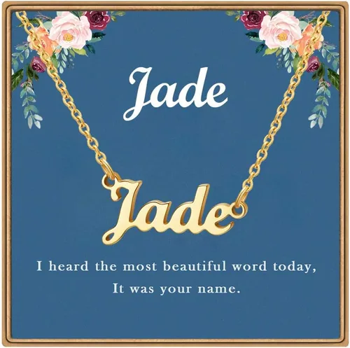 Ldurian Name Necklace Personalized Name Pendant Necklace Christmas Gifts 14K Gold Dainty Name Plate Necklaces Birthday Jewelry Gift for Teen Girls