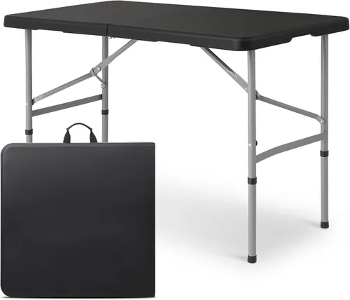 Magshion Mesa plegable de plástico de 4 pies, mesa de comedor portátil plegable para interiores y exteriores con asa, ideal para picnic y Negro