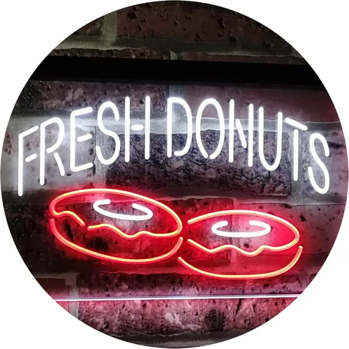 Vista 13 de ADVPRO Fresh Donuts - Letrero de neón LED de doble color, color azul y rojo, 12 x 8.5 pulgadas, st6s32-i2072-br
