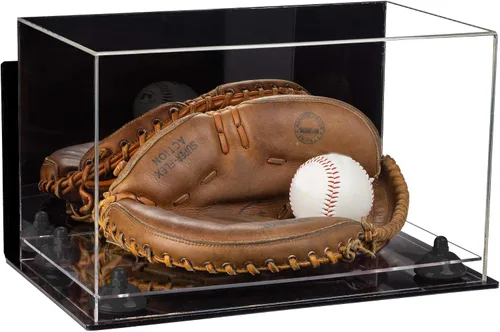 Vista 143 de Better Display Cases Vitrina de guantes de béisbol de acrílico transparente con elevadores negros (A011/V16)