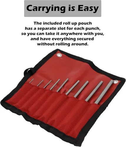 Vista 7 de RamPro set de punzones con bolsa para almacenamiento, kit de herramientas de remoción de acero de 9 piezas perfecto para joyas, relojes, rifles
