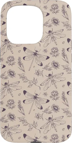 Vista 14 de Vintage Dragonfly Tan Sand Beige Wildflower Floral Flower Case for iPhone 16