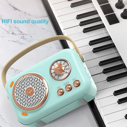 Vista 4 de Altavoz Bluetooth portátil con micrófono, juego de altavoz Bluetooth retro con máquina de karaoke para el hogar, máquina portátil de karaoke