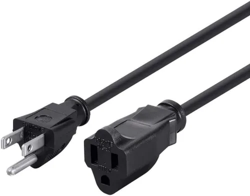 Vista 9 de Monoprice 105296 Cable de extensión de alimentación de 1 pie, 16 AWG, 13A (NEMA 5-15P a NEMA 5-15R), negro - 13A