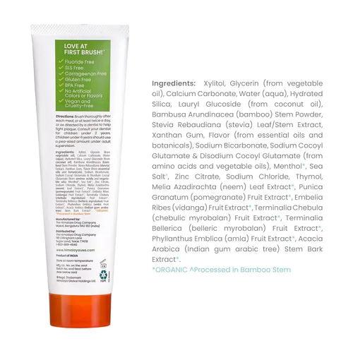 Vista 2 de Himalaya Botanique Pasta de dientes blanqueadora antiplaca con bambú + sal marina, sin flúor, para blanqueamiento suave, 4 oz