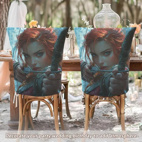 Vista 6 de Juego de 6 fundas decorativas para silla de escritorio para decoración del hogar, fundas suaves e impermeables para sillas de comedor, cobertores