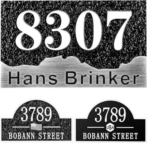 Vista 62 de Letrero de dirección fundido personalizado con número de casa, placa de dirección de casa de 12 pulgadas, letrero de número de Steet House