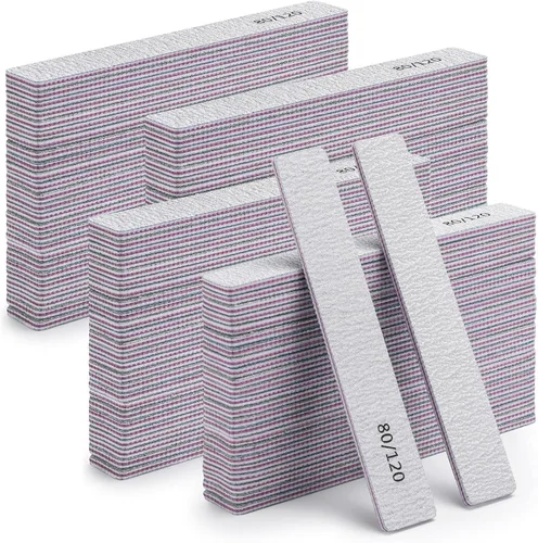 Vista 10 de 25 limas de uñas para uñas acrílicas, grano 80/120, tableros de esmeril de doble cara, limas de uñas, herramientas de manicura profesionales