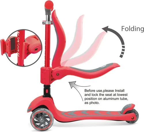 Vista 4 de Kicknroll - Patinete para niños de 3 a 5 años, paquete rojo y azul