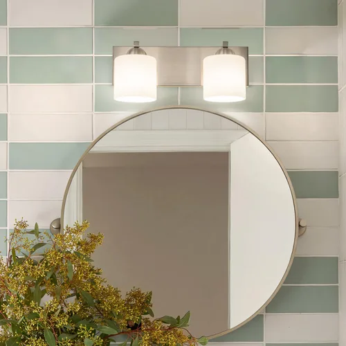 Vista 7 de mirrea Luces de tocador de níquel cepillado de 16 pulgadas para baño, accesorios de iluminación de tocador con pantallas de vidrio blanco grabadas