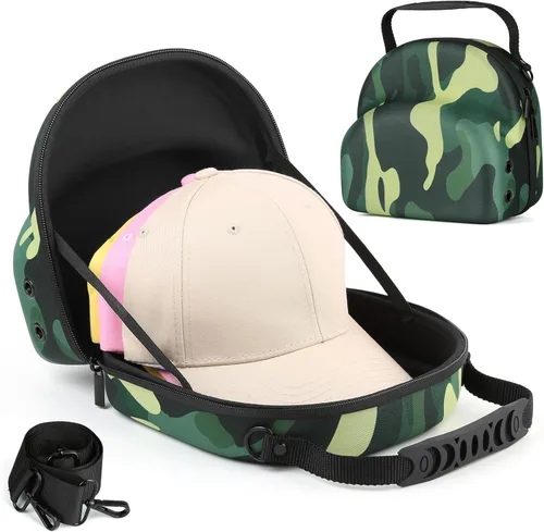 Vista 12 de GERMUN Funda rígida para gorra de béisbol, funda de viaje con correa ajustable para el hombro, funda para 12 gorras de béisbol, perfecta para viajes