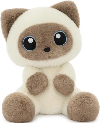 MorisMos Peluche de gato siamés con peso, juguete de peluche suave de 12 Peluche de gato siamés suave con un cuerpo abrazable y tamaño compacto de