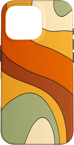Vista 21 de Retro Liquid Swirl Rainbow 70s Aesthetic Boho Burnt Orange Case for iPhone 17