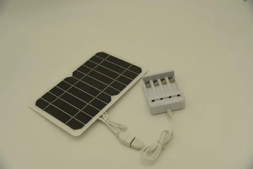 Vista 5 de HUI YINGC Cargador de energía solar con panel solar portátil de 5 vatios para baterías recargables de 1.2 V AA y AAA para el hogar, con panel solar