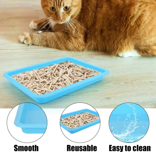 Vista 4 de 5 cajas de arena poco profundas para gatos, bandejas y sartenes de plástico para gatos de interior (5 colores)