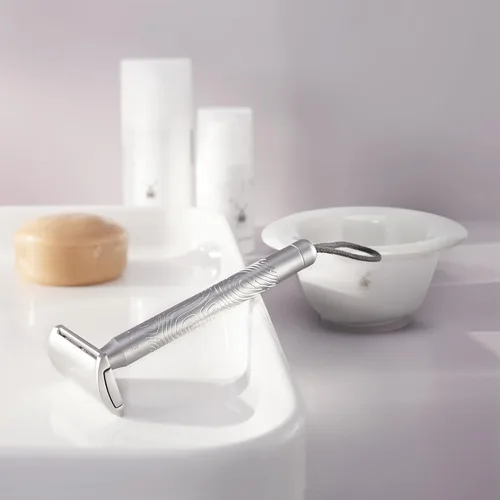 Vista 5 de MÜHLE Plato de afeitar con borde platino de porcelana blanca