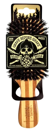 Grave Before Shave Cepillo para barba para hombre con cerdas de jabalí 100% y mango de madera de bambú