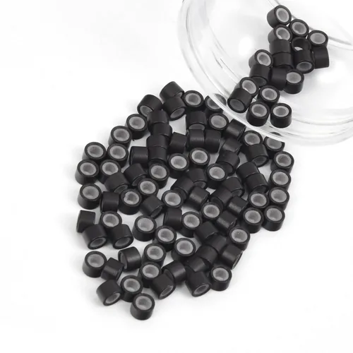 Vista 57 de Vlasy 100 Piezas Cuentas de Nano Anillo con Forro de Silicona para Extensiones de Cabello Humano con Nano Anillo 5 Colores Opcionales (Negro)