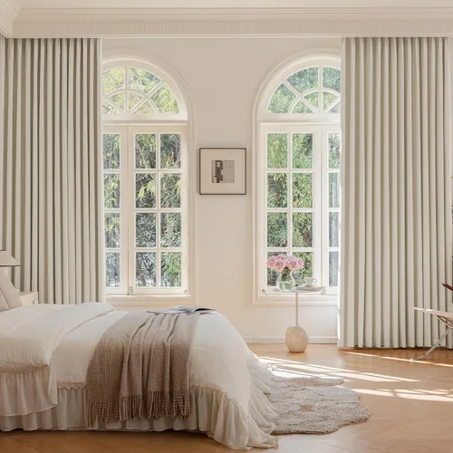 Vista 12 de Blackout Pleated Curtains 84 Length 2 Panels Set for Bedroom, Flax Linen Blended Back Tab Pinch Pleat Drapes with Hooks for Track 7ft Modern Living
