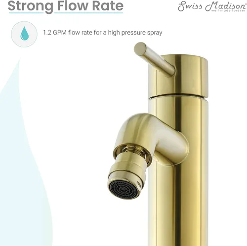 Vista 4 de Swiss Madison Well Made Forever SM-DF81BG Ivy - Grifo de bidé en oro cepillado