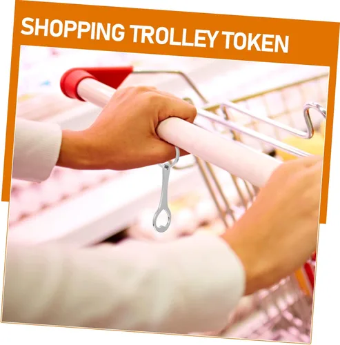 Vista 5 de Carro de compras de 4 uds., carrito de compras, llavero universal de acero inoxidable, abridor de botellas de metal, herramienta rascador de boletos