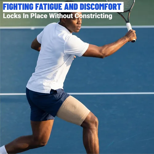 Vista 8 de Thigh Compression Sleeves (Pair), Unisex, Hamstring Compression Sleeve for Quad & Groin Pain Relief & Recovery, Thigh Brace & Wrap Great for Running