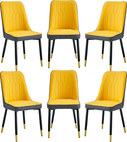 Vista 8 de Juego de 2 sillas de comedor para sala de estar, cocina, dormitorio, Sillas De Comedor para Comedor, cómodas y modernas, de piel sintética, patas