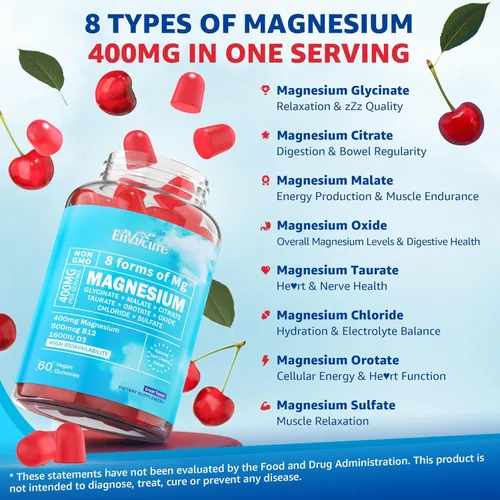 Vista 3 de Gomas de Complejo de Magnesio 400mg como 8 formas de glicinato de magnesio, malato, citrato, taurato, óxido y más con extracto de Ashwagandha